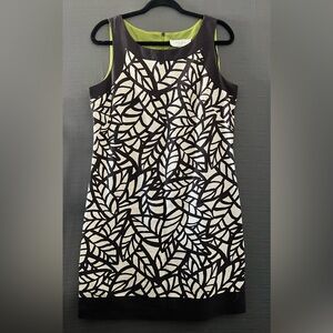 Willow Glenn New York Linen Blend Sleeveless Dress Cream & Brown Lined Sz 12